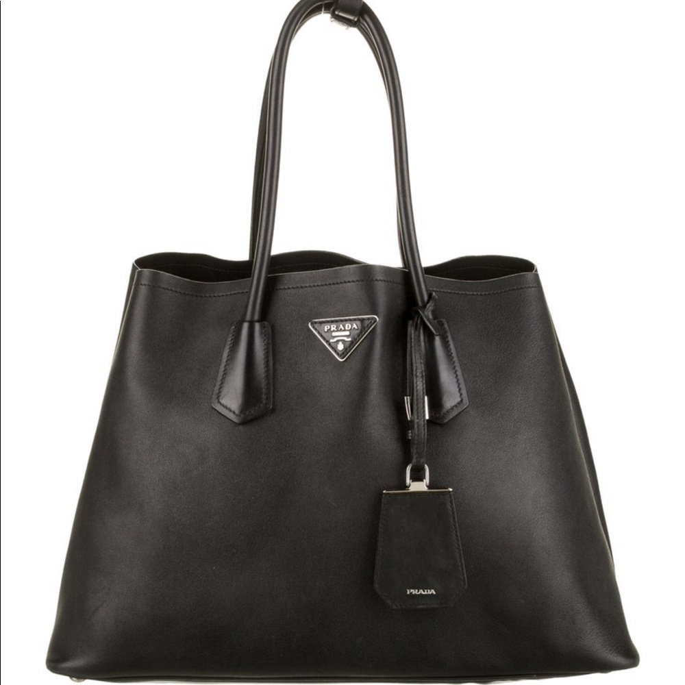 Prada Black Medium City Calf Double Tote